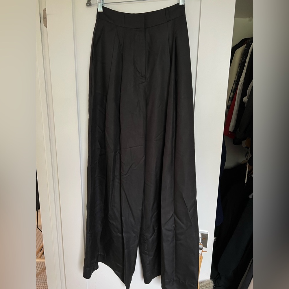 Zimmermann black silk wide leg pants
